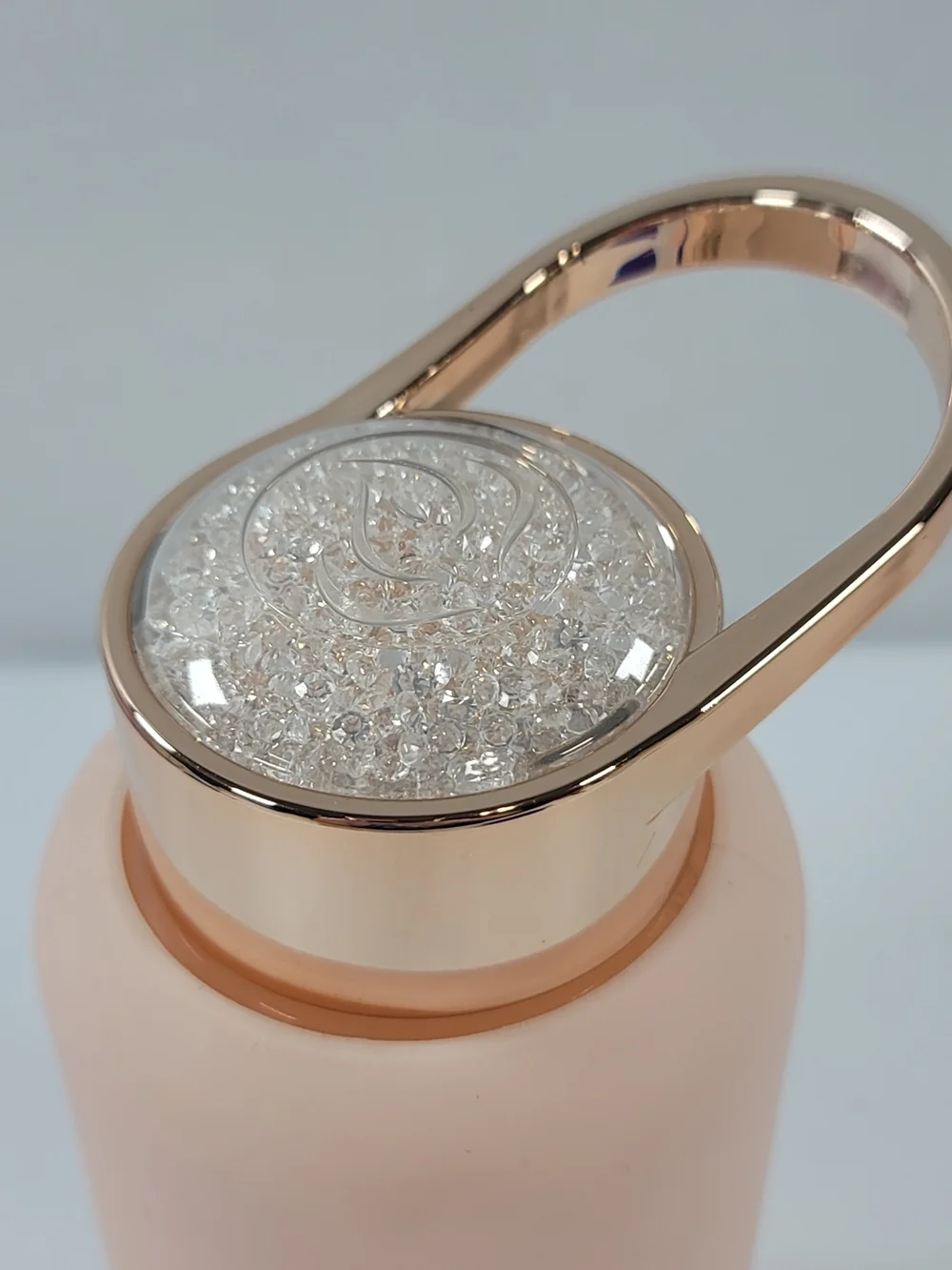 Apana Glass Bottle Rose Gold Tone And  Crystal Lid